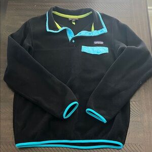 Patagonia Black Fleece with Blue and Green Trim